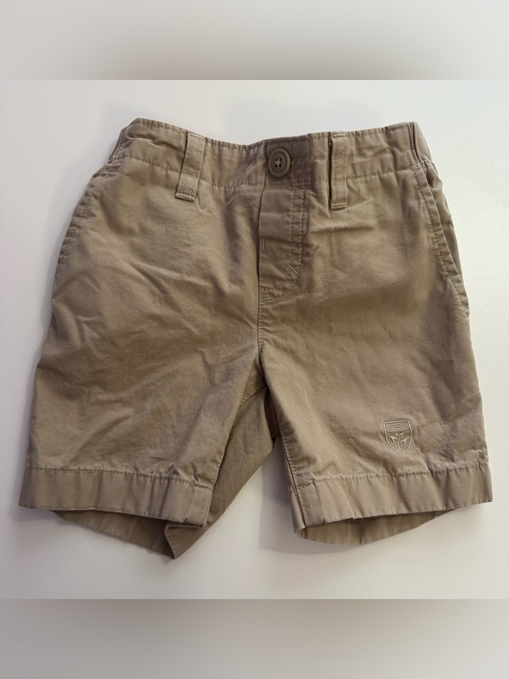 Lands' End Tan Cotton Kids' Shorts with Embroidered Crest
